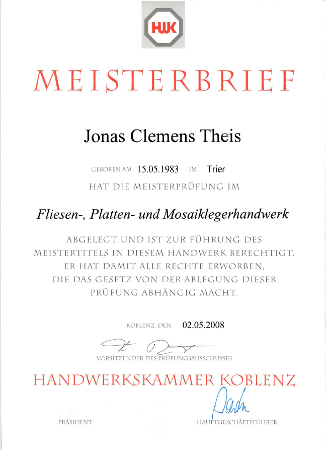 Meisterbrief Theis